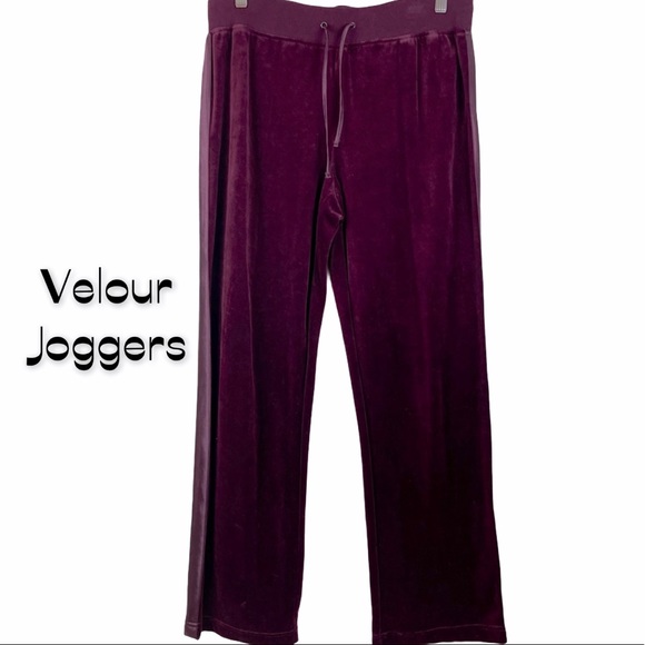 SBJ Active Maroon Velour Joggers Size L - Picture 1 of 7